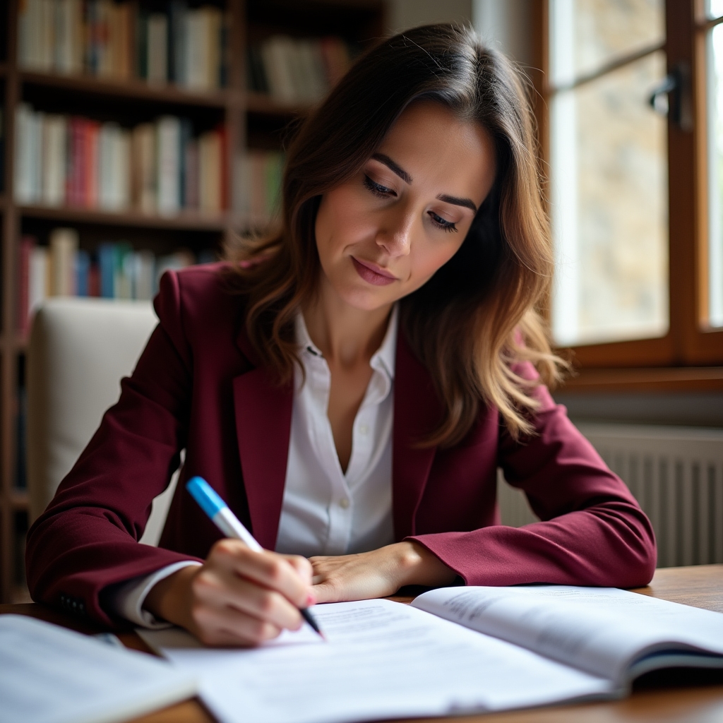 Professionista che studia materiale formativo su scrittura professionale